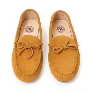 Camel Suede Moccasins Women's Size 7 Tan Leather Loafers‎ Slip On Driving Shoes